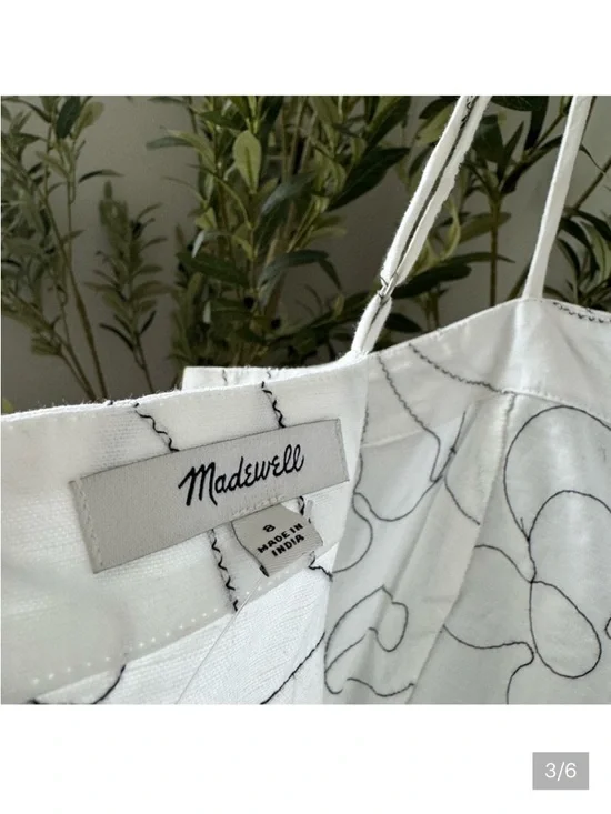 Madewell Goldie Mini Dress in 100% Linen Eyelet White 8 - Picture 3 of 5